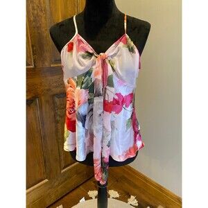 Joy Spun Womens Pink Floral Size Large Sheer Elegant Silky Feel Sexy Camisole